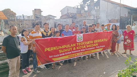 Perkumpulan Teochew Bersatu Bantu Korban Kebakaran Jalan Pertempuran Medan